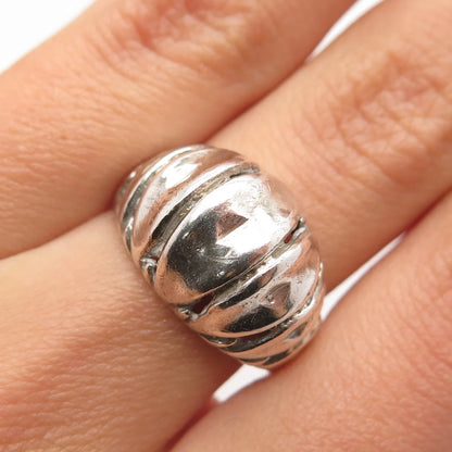 925 Sterling Silver Vintage Domed Ring Size 6