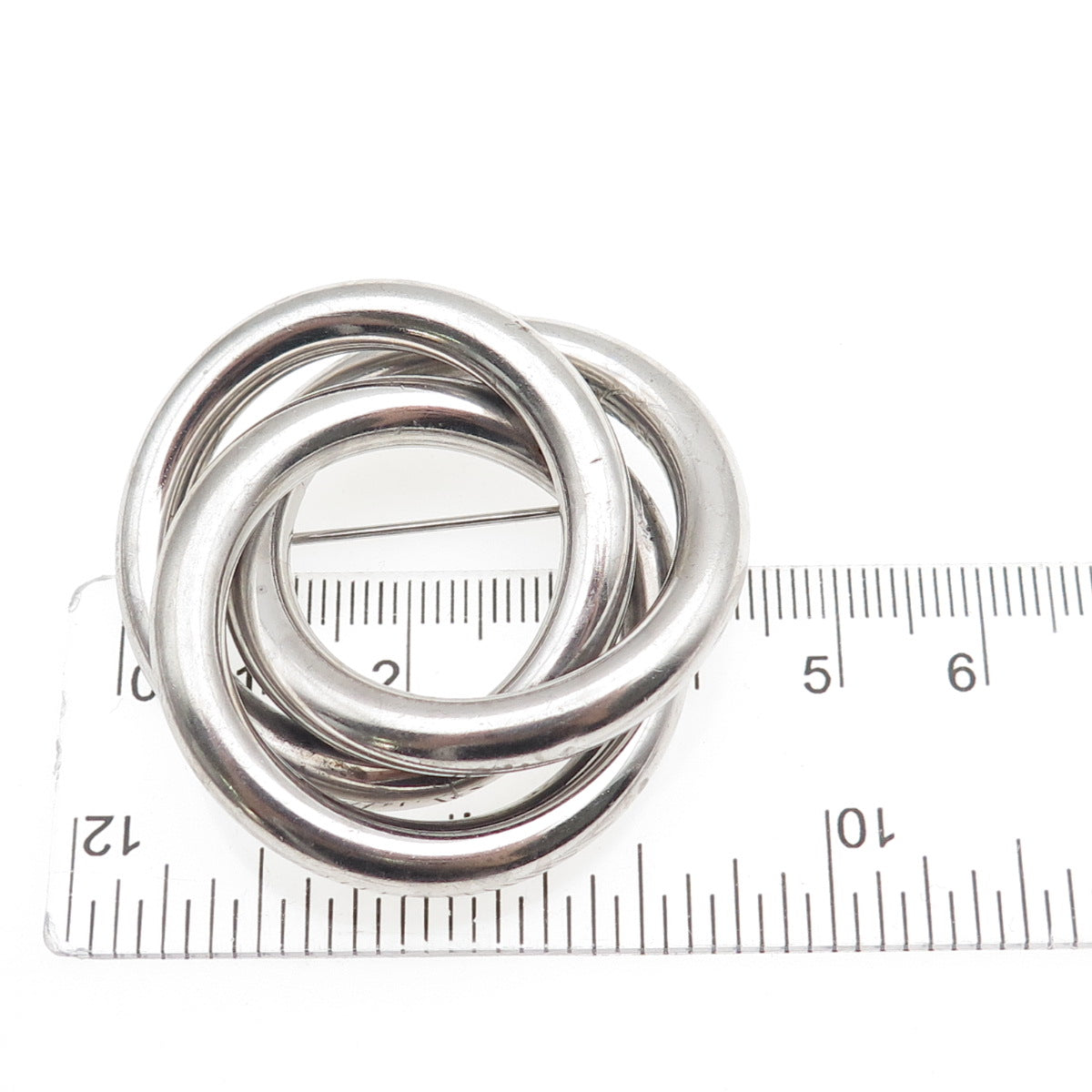 Harry S. Bick 925 Sterling Silver Vintage Modernist Interlocked Trinity Brooch