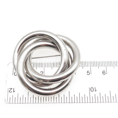 Harry S. Bick 925 Sterling Silver Vintage Modernist Interlocked Trinity Brooch