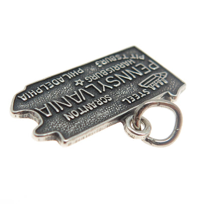 FRENCH & FRANKLIN 925 Sterling Silver Vintage Pennsylvania Map Charm Pendant