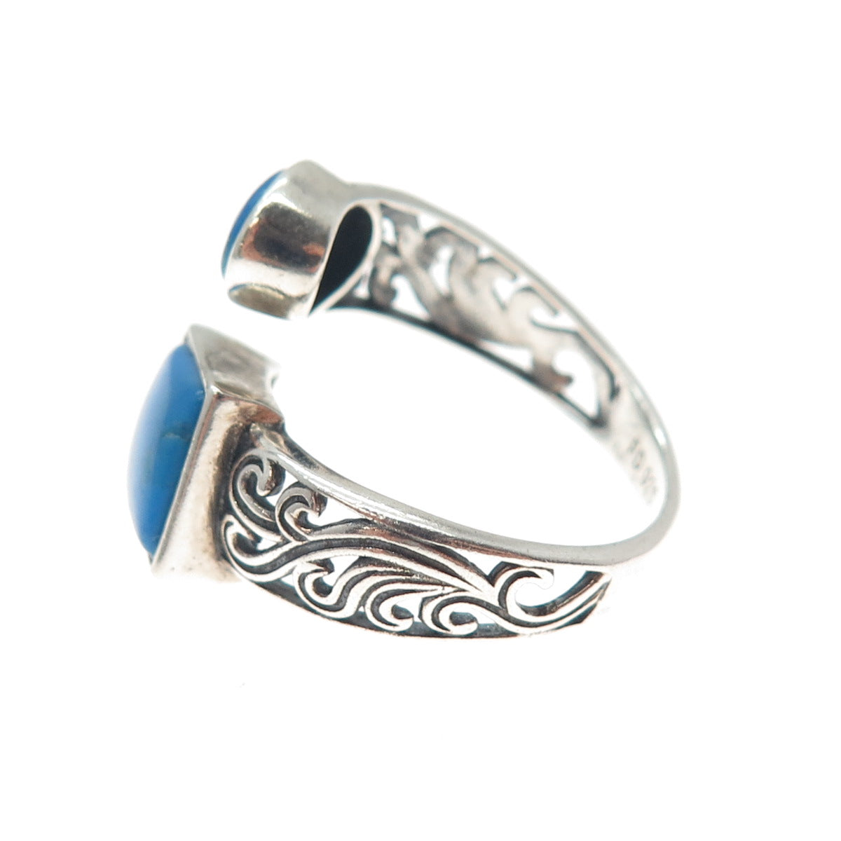FD FELICIA DESIGN Sterling Vintage Bisbee Turquoise Adjustable Ring Size 7.75