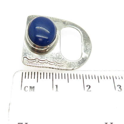 BEN J CHAVEZ NAVAJO Old Pawn 925 Sterling Silver Southwestern Lapis Pin Brooch