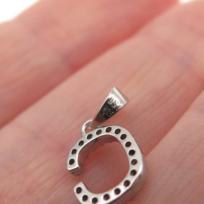 925 Sterling Silver Round-Cut C Z Letter C Initial Mini Charm Pendant