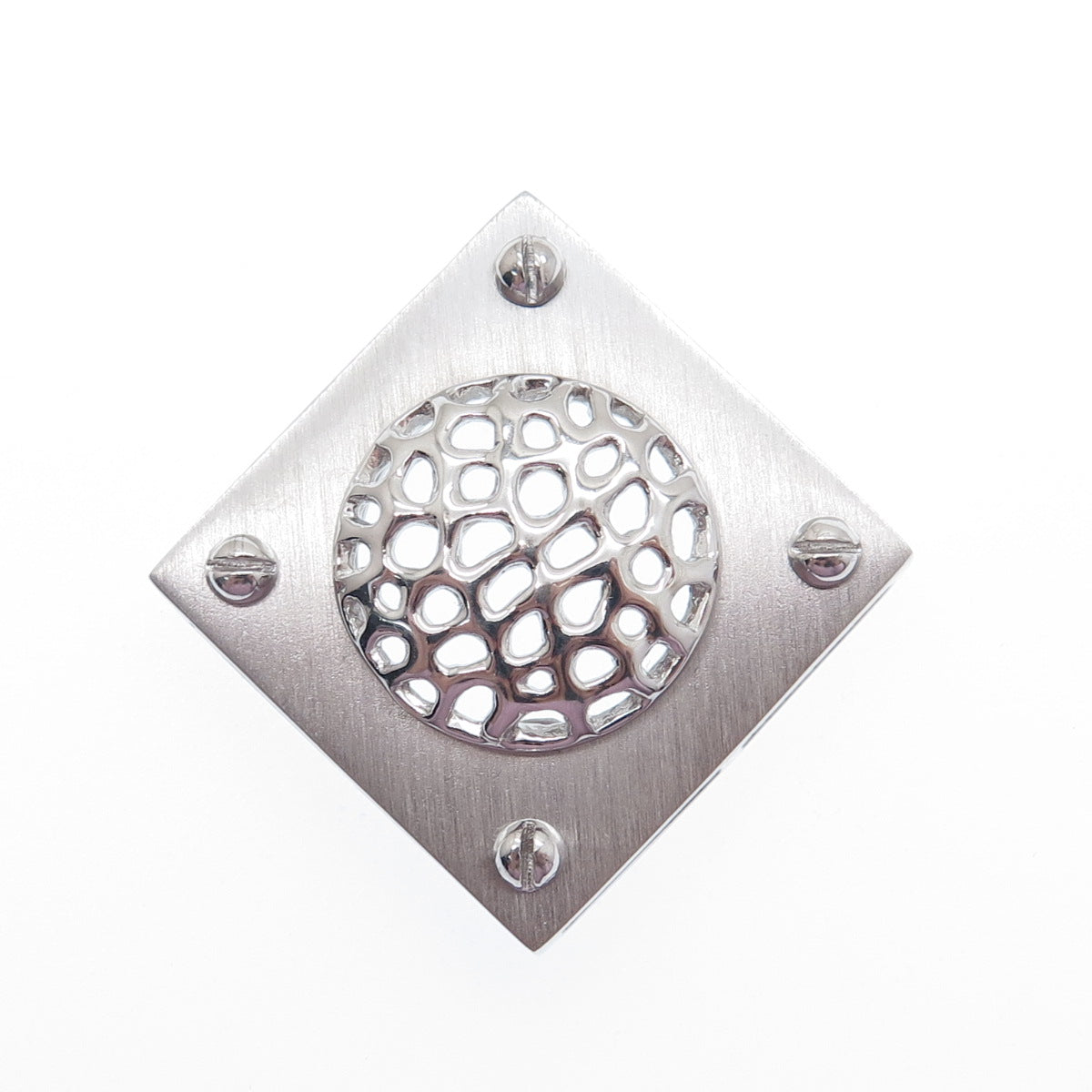 925 Sterling Silver Modernist Dome Square Slide Pendant