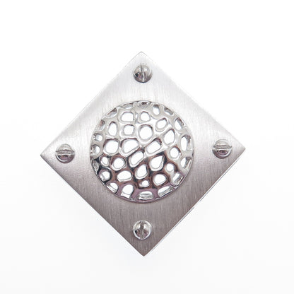 925 Sterling Silver Modernist Dome Square Slide Pendant