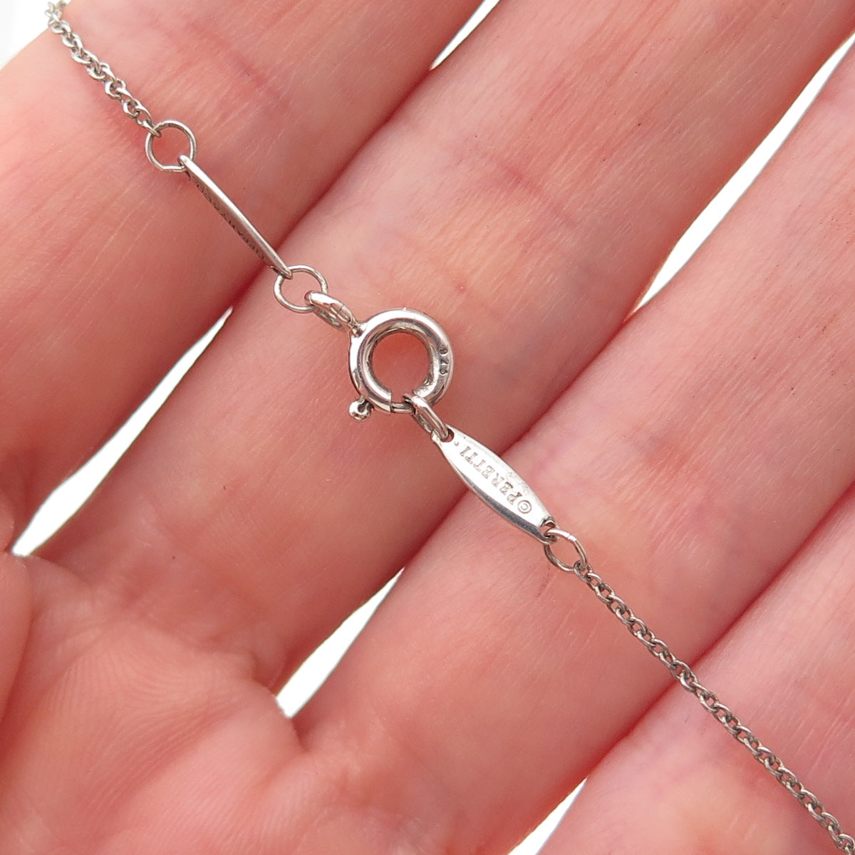 Tiffany & Co. Elsa Peretti 925 Sterling Silver Vintage Bean Chain Necklace 16"