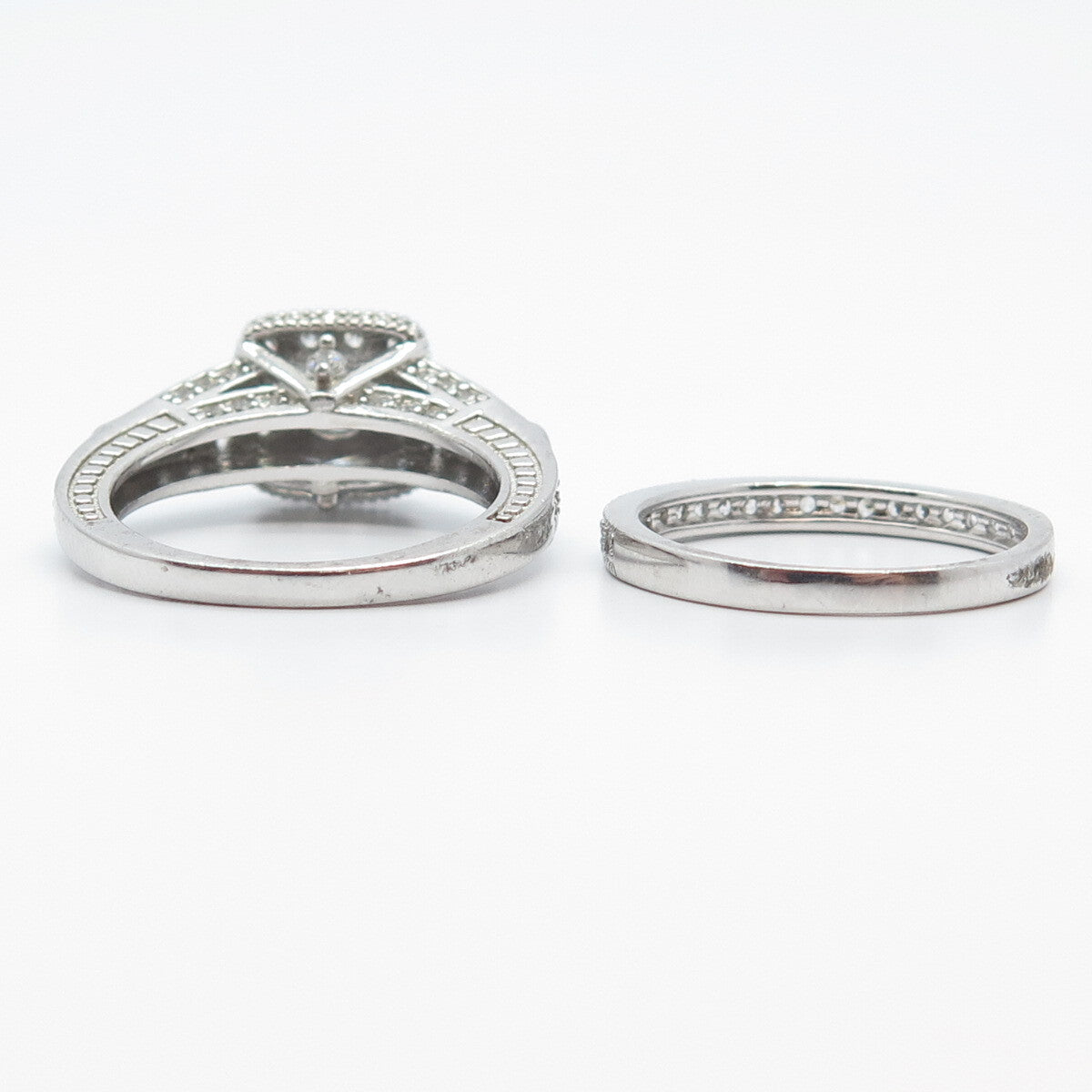 925 Sterling Silver C Z Set of Two Stackable Ring Size 7.25
