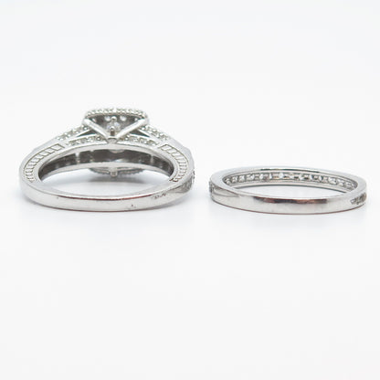 925 Sterling Silver C Z Set of Two Stackable Ring Size 7.25