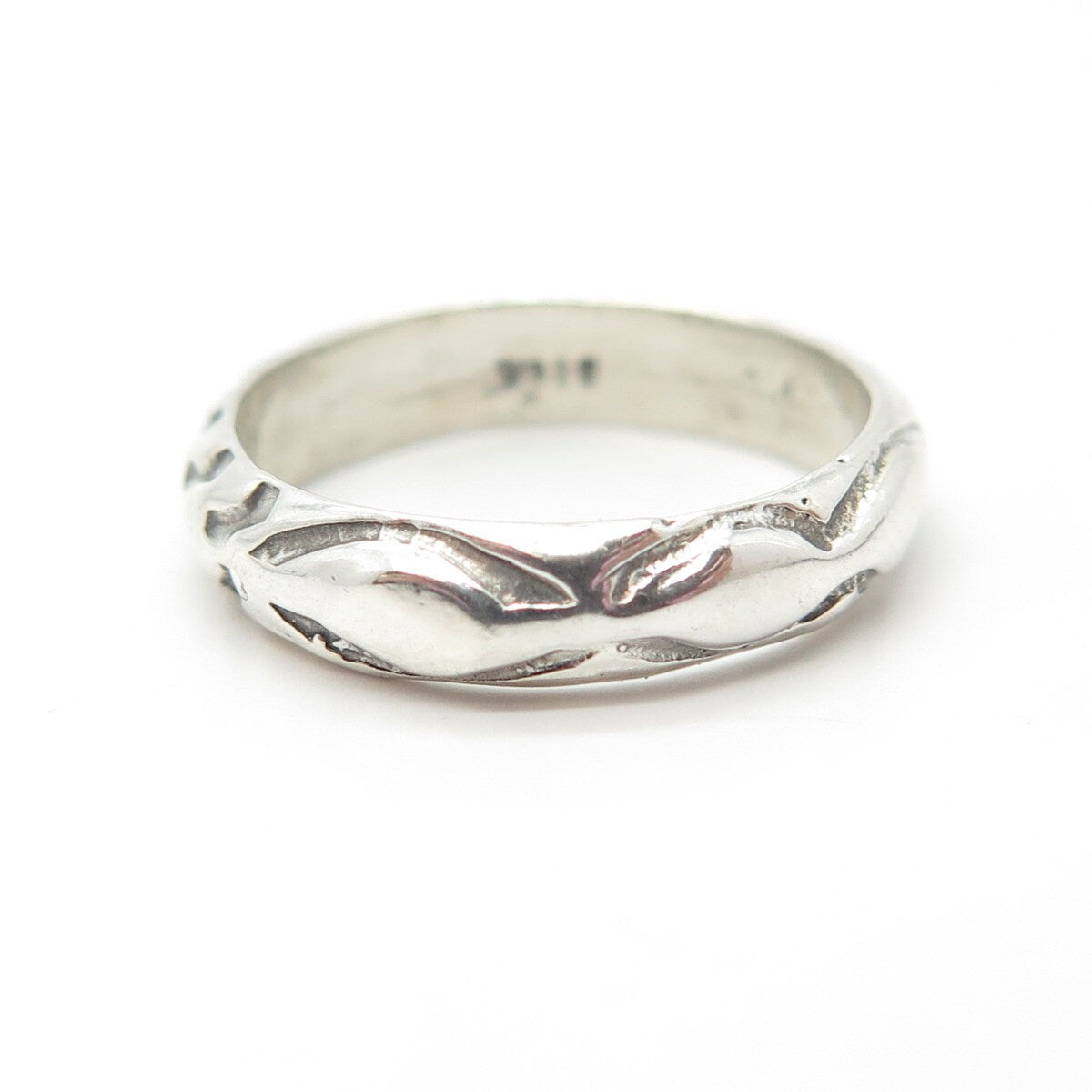 925 Sterling Silver Vintage Textured Band Ring Size 6.25