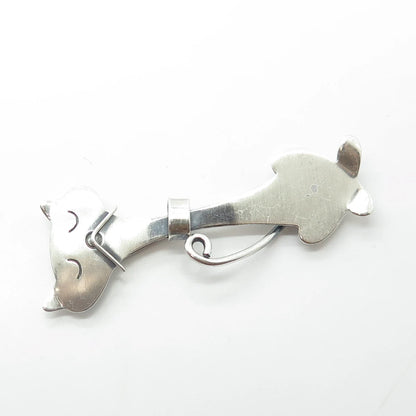 925 Sterling Silver Vintage Orb Silversmith Cat Modernist Pin Brooch