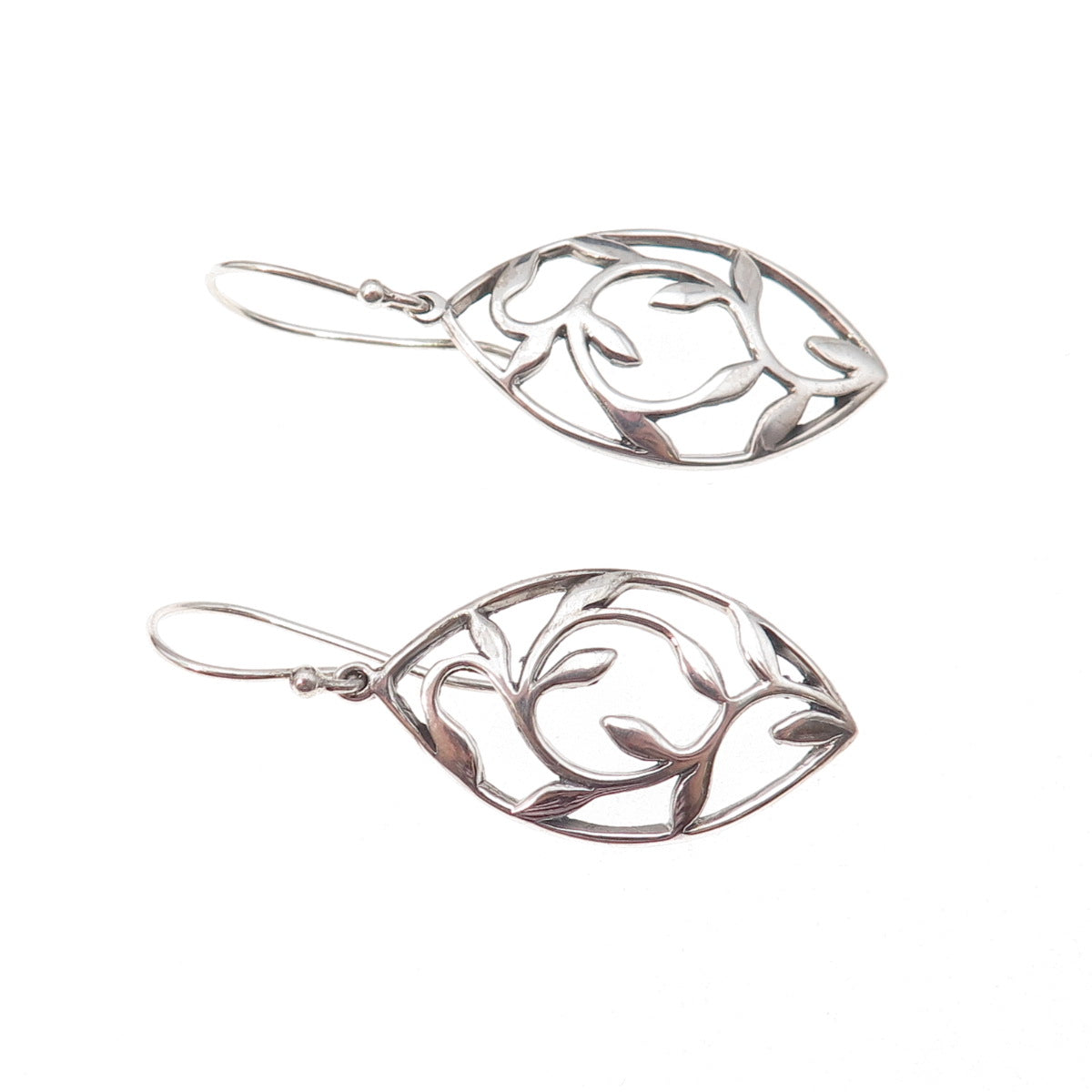925 Sterling Silver Vintage Floral Dangle Earrings
