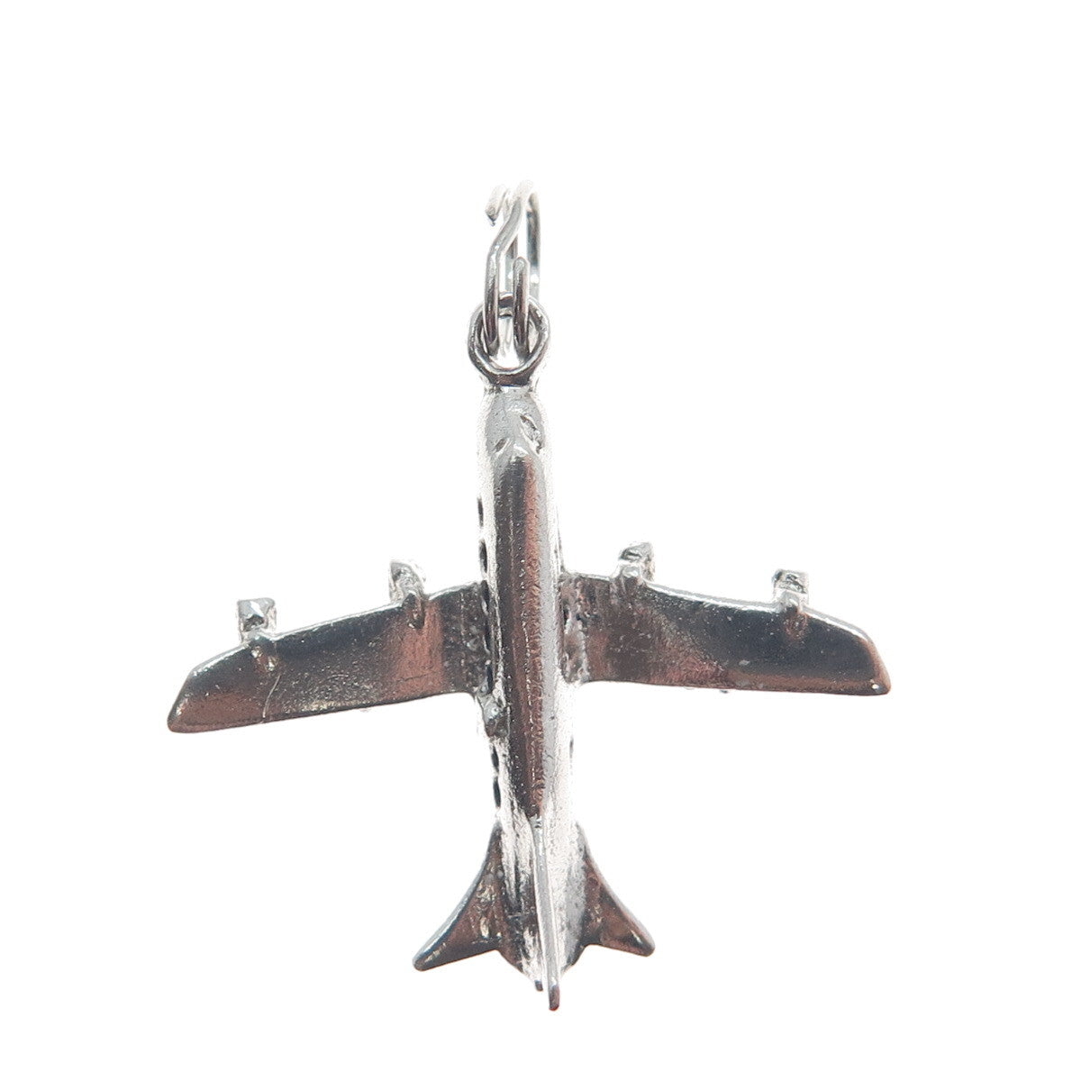 J.M. FISHER 925 Sterling Silver Vintage Airplane 3D Charm Pendant