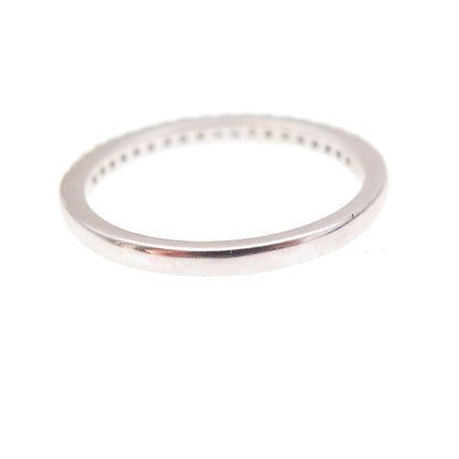 925 Sterling Silver Round-Cut Moissanite Half Eternity Band Ring Size 7