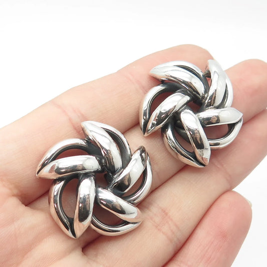 925 Sterling Silver Vintage Modernist Windmill Earrings