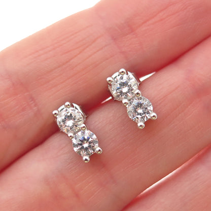 925 Sterling Silver Round-Cut C Z Stud Earrings