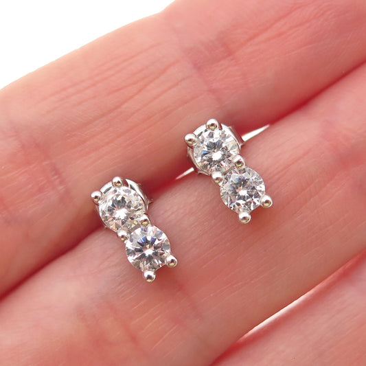 925 Sterling Silver Round-Cut C Z Stud Earrings