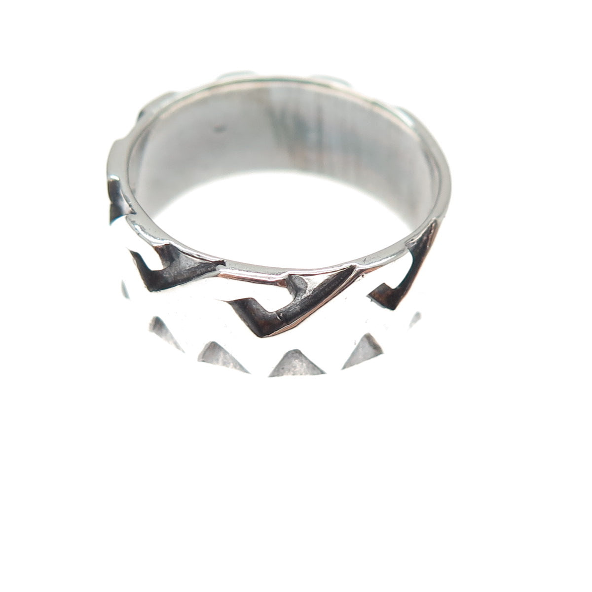 925 Sterling Silver Vintage Modernist Abstract Oxidized Band Ring Size 8