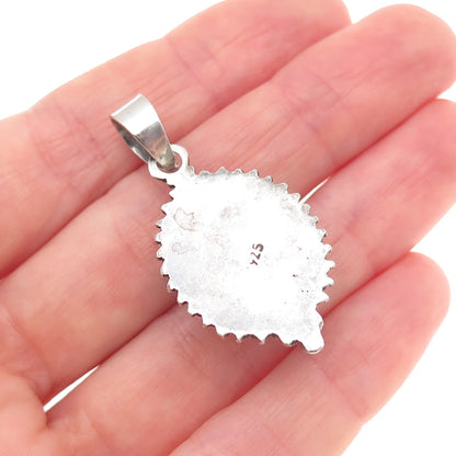 925 Sterling Silver Vintage Real Amber Granulated Charm Pendant