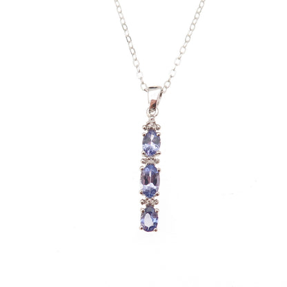 Chuck Clemency 925 Sterling Silver Real Tanzanite Cable Chain Necklace 20"