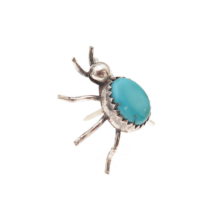 Old Pawn 925 Sterling Silver Vintage Southwestern Turquoise Spider Lapel Pin
