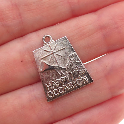 925 Sterling Silver Vintage Happy Occasion Charm Pendant