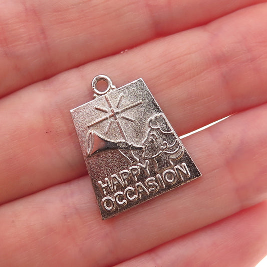 925 Sterling Silver Vintage Happy Occasion Charm Pendant