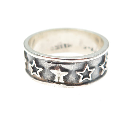 925 Sterling Silver Vintage Mexico Star All Around Oxidized Band Ring Size 8.25