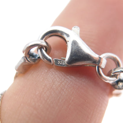 DIDAE 925 Sterling Silver Vintage Israel Real Opal Heart Chain Necklace 18"