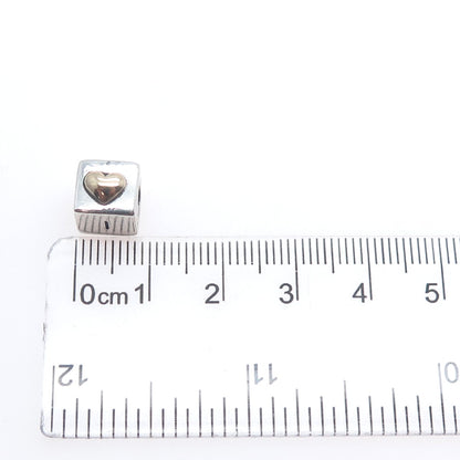 PANDORA 925 Sterling Silver & Gold I Love You Box Slide Bead Charm