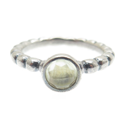 PANDORA 925 Sterling Silver Clear Crystal Beaded Ring Size 8.5
