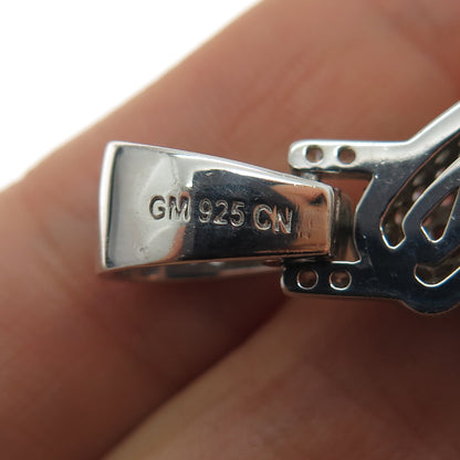 925 Sterling Silver Round-Cut C Z Lucky Number 6 Charm Pendant