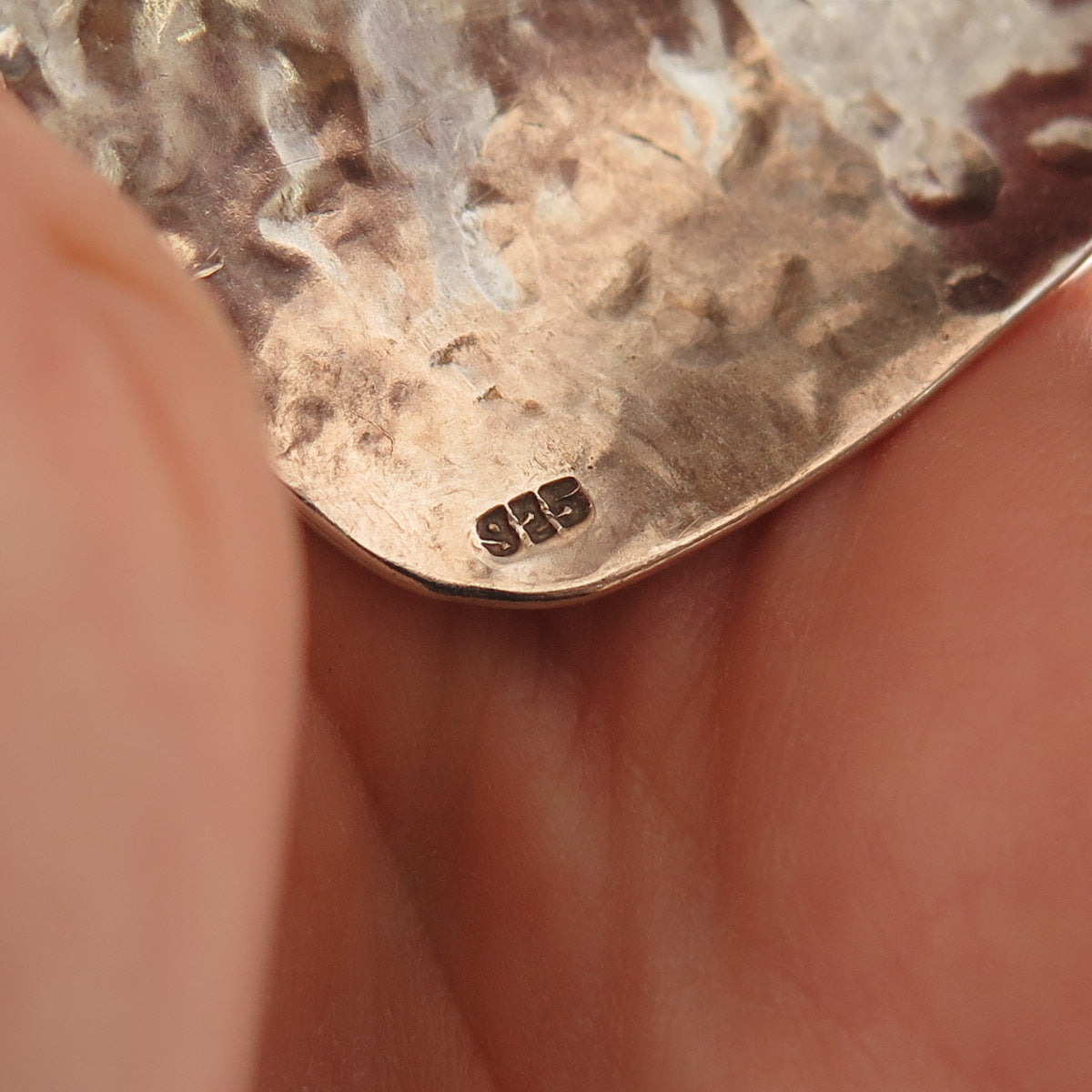 925 Sterling Vintage Hammered Heavy 101.7g Oxidized Adjustable Wide Bracelet 8"