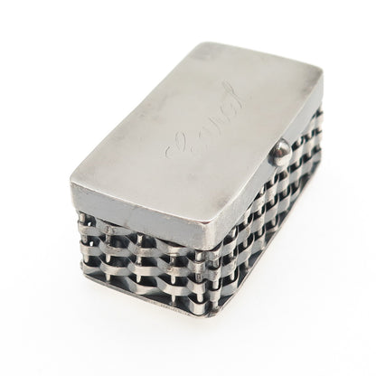 925 Sterling Silver Vintage Mexico Engraved Mesh Oxidized Pill / Snuff Box