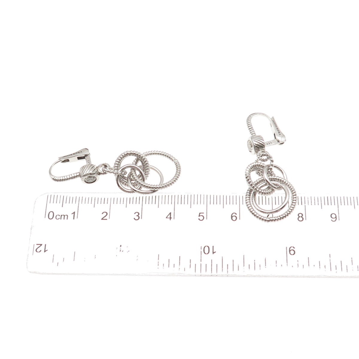 Judith Ripka 925 Sterling Silver C Z Interlocked Circle Dangle Earrings