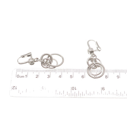Judith Ripka 925 Sterling Silver C Z Interlocked Circle Dangle Earrings