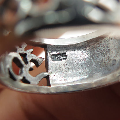 925 Sterling Silver Vintage Om Mantra Oxidized Band Ring Size 9.25