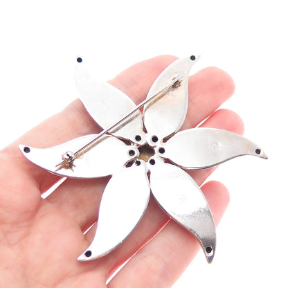 GOLDBERG KIRSCHMAN 925 Sterling Silver Vintage Modernist Flower Pin Brooch