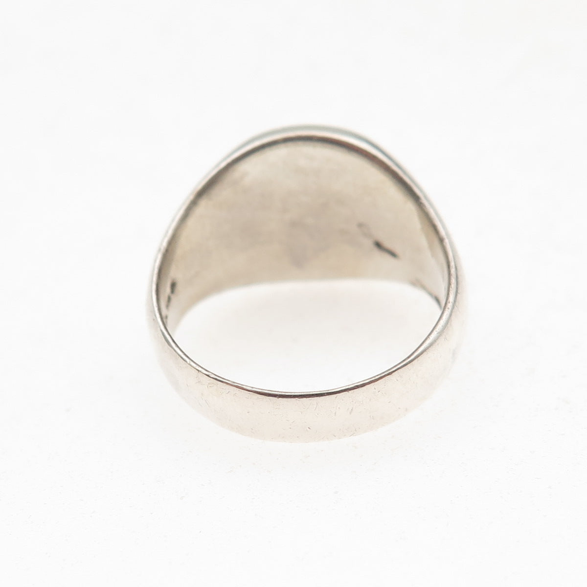 925 Sterling Silver Vintage Italy Real MOP Signet Oxidized Ring Size 7.5