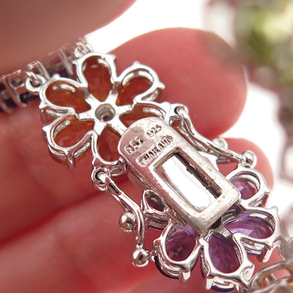 925 Sterling Real Diamond Blue Topaz Amethyst Citrine Garnet Peridot Bracelet 7"