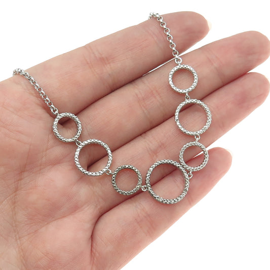 925 Sterling Silver Real Round-Cut Diamond Circle of Life Chain Necklace 16"