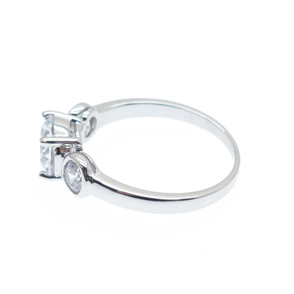 925 Sterling Silver Round-Cut C Z Engagement Ring Size 8