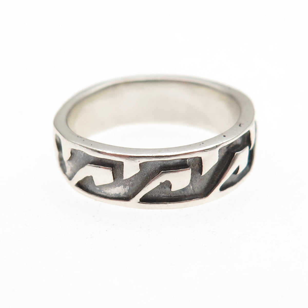 925 Sterling Silver Vintage Wave Oxidized Band Ring Size 6.5
