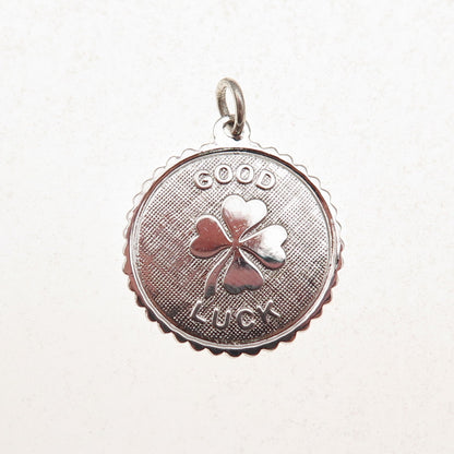 Elco 925 Sterling Silver Vintage Good Luck Clover Charm Pendant