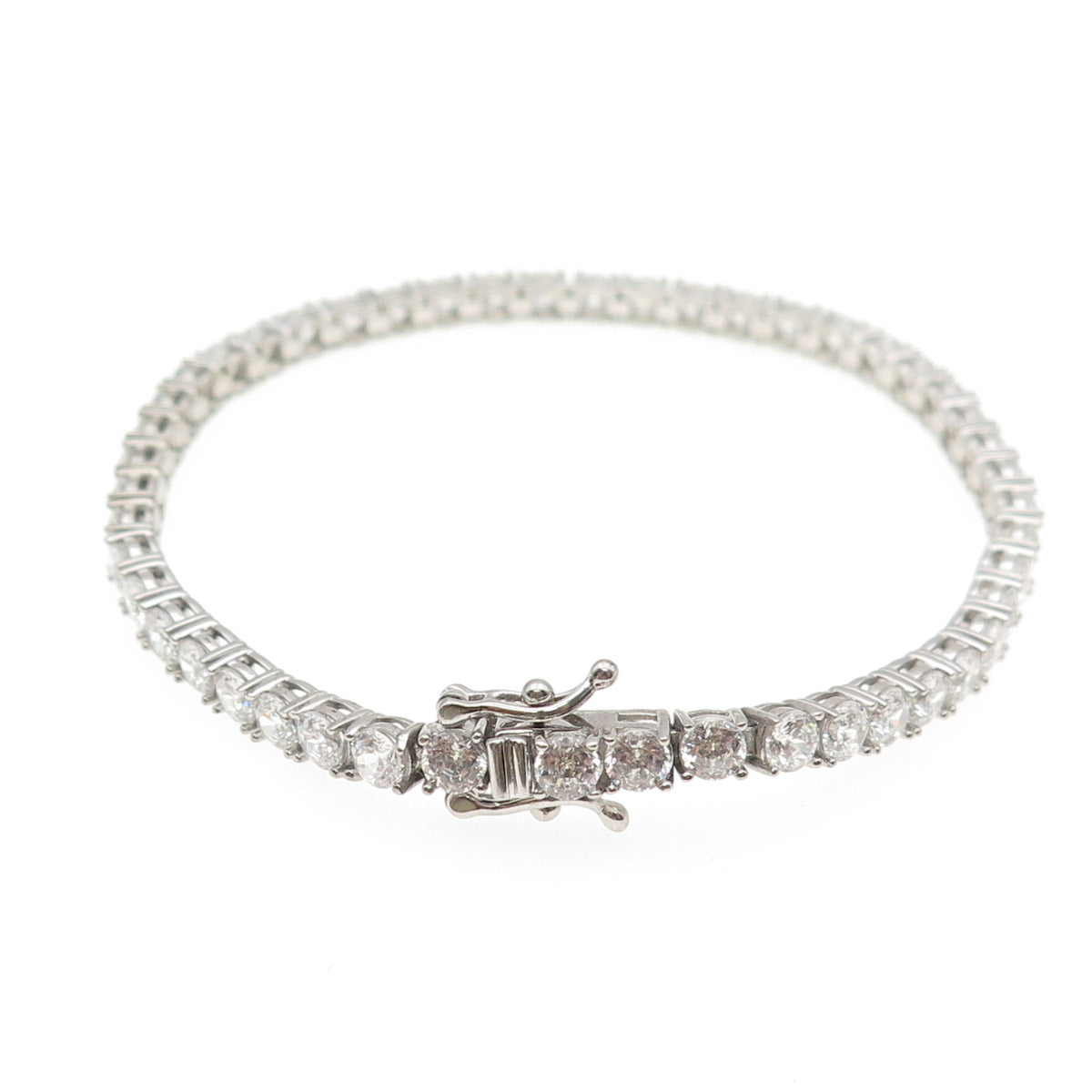 925 Sterling Silver Round-Cut C Z Tennis Link Bracelet 7"