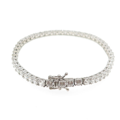 925 Sterling Silver Round-Cut C Z Tennis Link Bracelet 7"