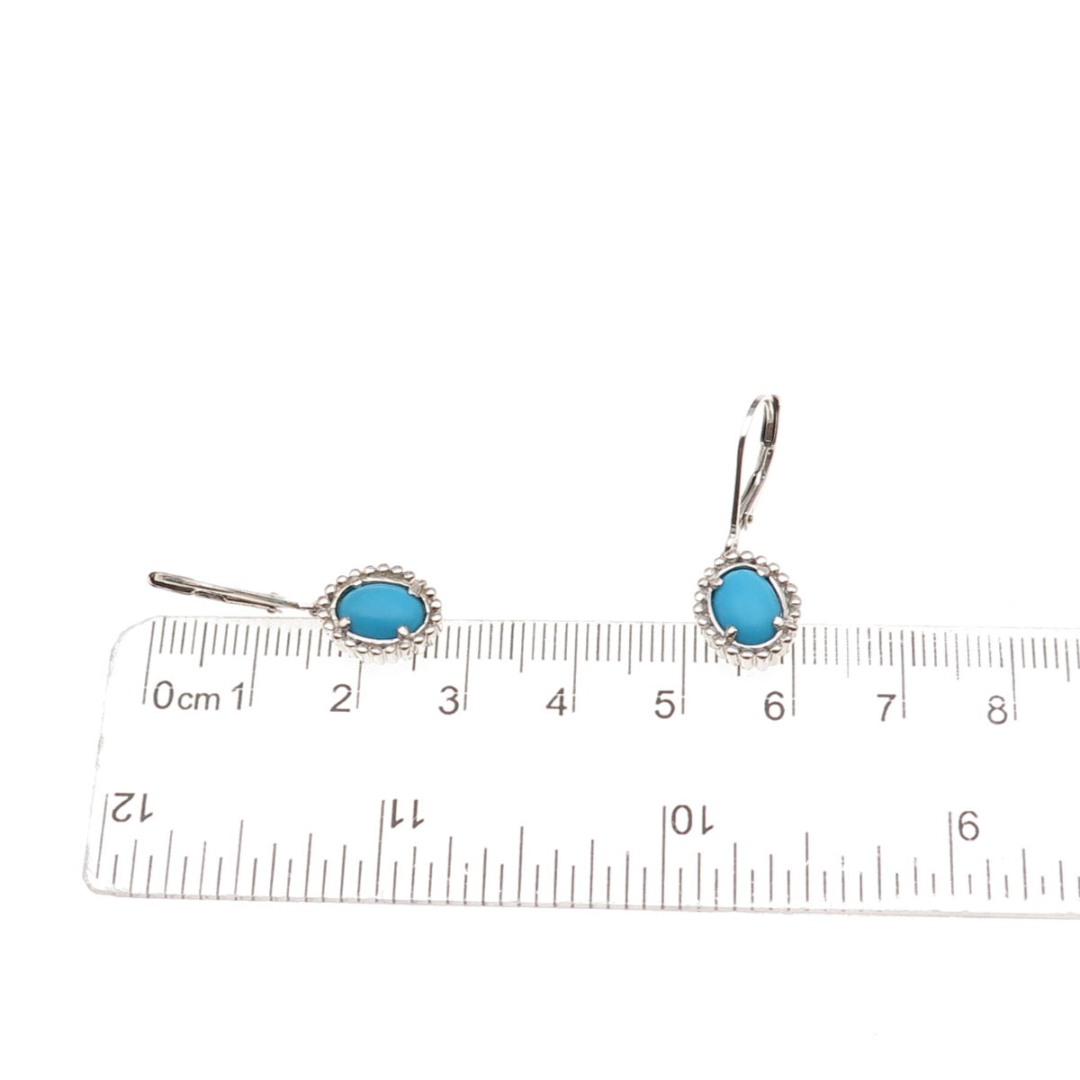 925 Sterling Silver Real Sleeping Beauty Turquoise Floral Dangle Earrings
