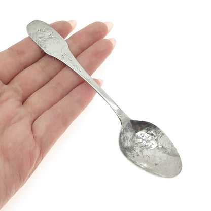 WILLIAM REEVE 925 Sterling Silver Antique Victorian Engraved Tea Spoon