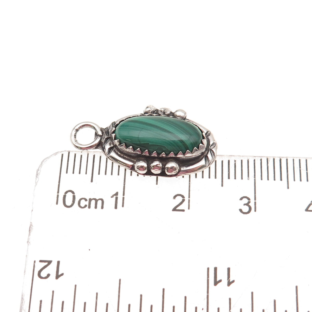 Benjamin James Navajo Old Pawn Sterling Silver Vintage Malachite Charm Pendant