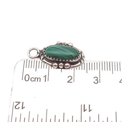 Benjamin James Navajo Old Pawn Sterling Silver Vintage Malachite Charm Pendant