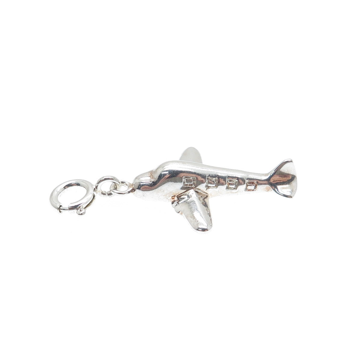 925 Sterling Silver Vintage Airplane Spring Ring Lock Clasp Charm Pendant